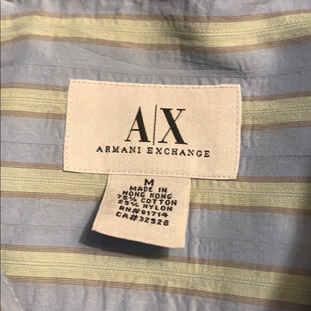 Armani Exchange Blue and Green Casual Button Down Shirt